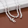 Mäns Sterling Silver Plated Twinkling Rope Chains Halsband 4mm GSSN067 Fashion Lovely 925 Silver Plate Smyckeshalsband Cha2344