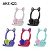 AKZ-K23 Cat Ears Bluetooth Headset Fun Gaming Headphones With Mic MP3 Stereo Music Noise Wireless Reduction Earphones