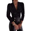 Womens Tops And Blouses Summer Casual Fashion Leopard V-neck Long Sleeve Plus Size Office Ladies Shirts Elegant Blouses Femme 210608