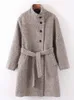 Cappotto lungo da donna vintage WoolBlends Cappotto da donna a collo alto regolabile invernale da donna moda 210515