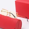 Designer Sunglasses Women Gold silver Women Men Sun glasses Sunshade eyeglass Composite Metal Rimless Optical Rectangle Frame Clas2960