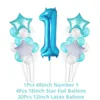 Första Grattis på födelsedagen Blue Baby Party 1st Balloon Set Plate Cup My 1 Year Decorations Kids Dusch Boy Decoration222K