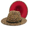 Chapeaux à large bord Fedoras Red Bottom Leapord Modèle Fedora Lady Purse Fashion Top Hat Jazz pour les femmes Felt282A