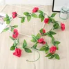 Decorative Flowers & Wreaths 240CM Wedding Decoration Artificial Silk Roses Lvy Vine With Green Leaves For Home Fake Leaf Diy Hanging Garlan