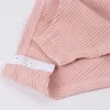 Sexy Tie V Neck Thread Knitting Bodysuit Women Pink Long Sleeve Rompers Womens Jumpsuit Casual One-pieces Bodysuits 210430