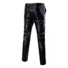 Men's Pants Arrival Gold And Silver Black Shiny Gothic Rock PU Leather Men Zipper Stage Performance Singers Dance Trousers M-2XL