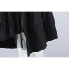 [EAM] taille haute élastique noir plissé volants plissé asymétrique demi-corps jupe femmes mode printemps automne 1DD7126 21512