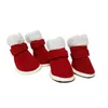 Vêtements pour chiens bottes de noël pour animaux de compagnie hiver chaud chaussures épaisses pour chat rouge velours bottes mignonnes #0212y10