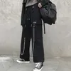 QWEEK Gothic Harajuku Cargo Pant Punk Łańcuch Szerokie Nogi Koreański Styl Oversized Streetwear Spodnie Kobiet Techwear Emo 210915