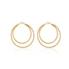 Double Circle Hoop Earrings Exquisite Exaggerated Wild Geometric Carved Pendant Earring Jewelry Women
