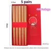 Chopsticks 5 Pairs Of Chinese Gift Packaging Wedding Supplies Bamboo Festive Household Printing Tableware