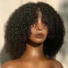 Naturlig Svart Kort Bob Afro Kinky Curly Lace Front Paryker med Baby Hair Gluslös Syntetisk Paryk för Kvinnor