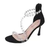 Sandals Summer 2021 High Heels Stiletto Transparent Word With Fairy Style Pearl Roman Fashion Open Toe Shoes For Women