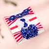 Baby Girls Headbands Bunny Ear Bow Barn Kids Us National Day Cross Knot Hårtillbehör Hårband Amerikanska Independence Day Headwear 3PCS Set KHA162