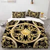 Capa de edredão de luxo clássico Impressão 3D Padrão europeu conjunto de cama de cama de microfiber cotclothes duplo cama king size cama de cama 210615