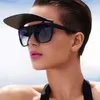 대형 플립 업 스퀘어 선글라스 여성 성격 그라데이션 그레이 남성 더블 유니섹스 고글 안경 UV400