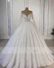 Принцесса - линия свадебные платья блестки с бисером свадебные платья с длинными рукавами.