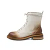 Vinter Korta Stövlar Kvinnor Designer Round Toe Block Lågklackat Mjukt naturligt äkta läder Martin Mode Luxury HeatShoes Lady Valentine Warorwar YN48-B5589-1