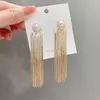 Overdrijf eenvoudige casual dangle oorbellen voor vrouwen geometrische glanzende kwastje lange drop brincos mode-sieraden