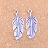 46 Stks Antiek Zilver Brons Geplated Feather Charms Hanger DIY Ketting Armband Bangle Bevindingen 40 * 16mm