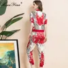 Mode Runway Designer Summer Slim Luipaard Print Sets Dames Korte mouw Jas Tops en Pant 2 Two Pieces Suit 210524