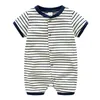 Retailwhole baby romper infant newborn navy stripe cotton rompers onesies Jumpsuit Jumpsuits Children Designers Clothes Kids 4760225