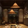 Wicker Rattan Straw Hat Shade Lamp Pendant Light Fixture Japanese Style Tatami Hanging For Restaurant Cafe Bar Dining Table Room