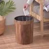 wood trash can