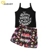 1-5Y Easter Toddler Kid Girls Clothes Set Letter Vest Tops Bunny Egg Print Shorts Outfits Costumes 210515