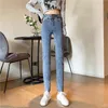 5 Sizes Light Elastic Simple Slim High Waist Button Fly Casual College Wind Solid Simple Spring Women Pencil Pants 210522