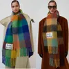 AC Studios Men and women general style cashmere scarf designer acne blanket women's colorful plaid Tzitzit imitation 220107