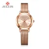 Julius ja-732 fêmea fêmea de prata rosa ouro malha de aço inoxidável de aço inoxidável analógico à prova d 'água de moda relógio casual wristwatch2022