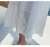 レトロなファッションエレガントな白い綿の中空刺繍パーティードレス女性夏半袖カジュアル緩いドレス女性のvestidos 210519