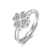 Jewelry Sets 100% 925 Sterling Silver Sparklling Four Lucky Clover Rings , Earrings & Necklace Jewellry Set Fashion Women Engagement Wedding Accessories