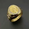Religijne Gold Color Dziewicy Maryjne Pierścienie Dla Kobiet Mężczyzn Ze Stali Nierdzewnej Lodówka Out CZ Ring Hip Hop Christian Jewelry Drop