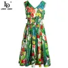 Vestido bohemio de vacaciones de verano para mujer con cuello en v cintura elástica delgada estampado de flores multicolor diseñador damas mini 210522