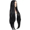 Wig European American fashion leisure chemical fiber front lace high-end wigs headset 13*1 lace area temperament black long straight hair