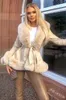 Mulheres faux peles peles lapela de couro pu casaco quente com cinto feminino elegante espartilho espartilho cardigan jaqueta windbreaker y0909