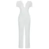 Elegant White Women'S Jumpsuit Sexy V-Neck Lace Slim Fit Office Casual Party Jumpsuits Female Streetwear Summer Fashion 210527