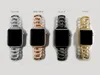 Diamonded حزام المعادن رصع ل Apple ووتش 6 5 4 3 SE Watchband الفولاذ المقاوم للصدأ سوار حلقة الفرقة حزام iwatch 44 ملليمتر 42 ملليمتر 40 ملليمتر 38 ملليمتر