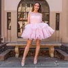 2021 mor och dotter cupcake rosa blomma flicka klänningar för bröllop juvel nacke tiered ruffles boll klänning kort kull flickor page klänning prom kids communion gowns