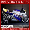 Kit carrosserie pour HONDA RVF400R VFR400 R N35 V4 VFR400R Rothmans Bleu 94-98 80No.44 RVF VFR 400 RVF400 R 400RR 94 95 96 97 98 VFR400RR VFR 400R 1994 1995 1996 1997 1998 Carénage