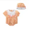 2 pièces bébé Floral princesse barboteuse enfant en bas âge fille 1er anniversaire tenues de fête infantile coréen Vintage avec chapeau né body 210615