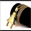 Colliers Jewelrymens Hip Hop Or Bijoux Collier Plug Pendentif Charme Femmes Cadeaux En Acier Inoxydable 75Cm Longue Chaîne De Mode Punk Pendentifs D