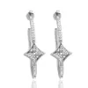 Europe America Fashion Style Lady Women Titanium Steel Engraved V Initials C-shape Setting Full Diamond Hoop Stud Earrings 3 Color2525