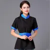 Yaz Çin Tarzı Standı Yaka Gömlek Kadın Şifon Tang Suit Üst Zarif Asya Giyim Kısa Kollu Vintage Kadın Bluzlar
