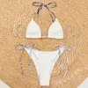 봄 여름 여성 섹시한 솔리드 V 넥 수영복 Bandeau 붕대 Bikinis 세트 수영복 G-String Thong Bra Beachwear 수영복 여성의