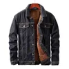 Winter mannen denim jassen en jassen dikke trendy warme fleece wol voering cowboy zwart vintage jeans uitloper jas parka 211217