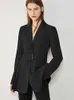 Minimalisme automne mode Blazer femmes casual solide revers ceinture OLstyle Fmale costume manteau Slim Fit femmes 12030454 210527