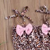 6m-5y Summer Toddler Kid Child Girls Swimwear Bikinis Set Ruffles Bow Leopard Baddräkt Beachwear Bad kostym 210515